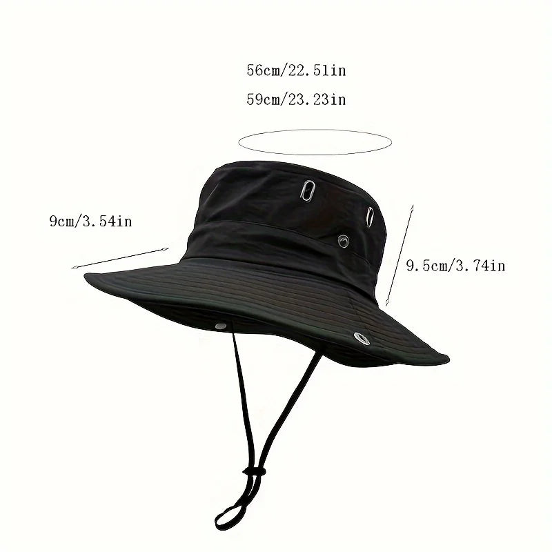 Wide Brim Bucket Hat for Men Women UV Protection Sun Hat with Adjustable Chin Strap Breathable Mesh for Hiking Fishing Campin