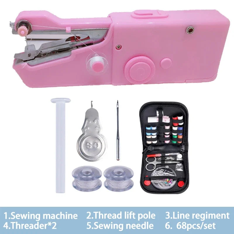 Portable Manual Sewing Machine Handheld Rope-free Electric Quick Build DIY Apparel Supplies Arts Crafts Home Garden Embroider