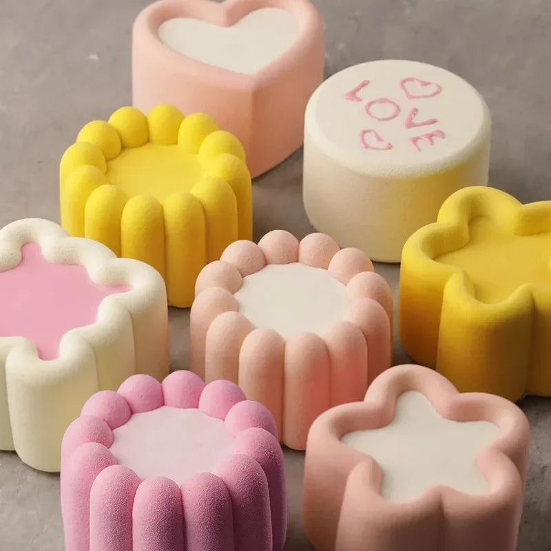 Round Heart Star Square Bento Cake Silicone Mold Chocolate Mousse Mould Soap Candle Gypsum Making Moulds Kitchen Bakeware