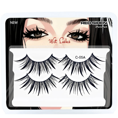 Cosplay False Eyelashes 2Pairs/Pack Wet Strip Lashes With Spikes New Woman Makeup Manga Lashes - C-05A