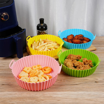 Silicone Air Fryer Liners Pot,Airfryer Basket Cooking Gadgets ,Reusable Baking Tray Non-stick Pizza Pan Oven Kitchen Accessor