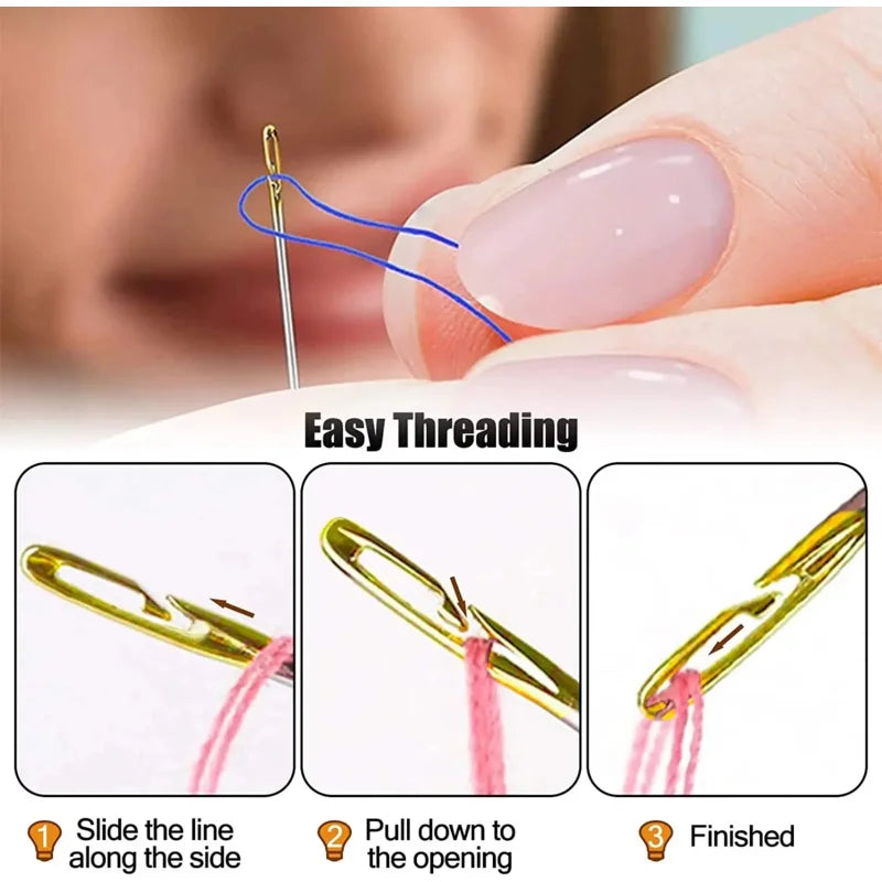12/24/36Pcs Blind Needle Elderly Needle-side Hole Hand Household Sewing Stainless Steel Sewing Needless Threading Diy Jewelry