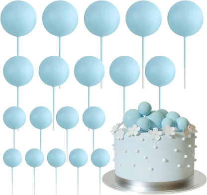 20-Piece Mini Balloon Cake Topper Decorations with Gold Ball Picks - Festive Cake Decor for Celebrations - Light Blue