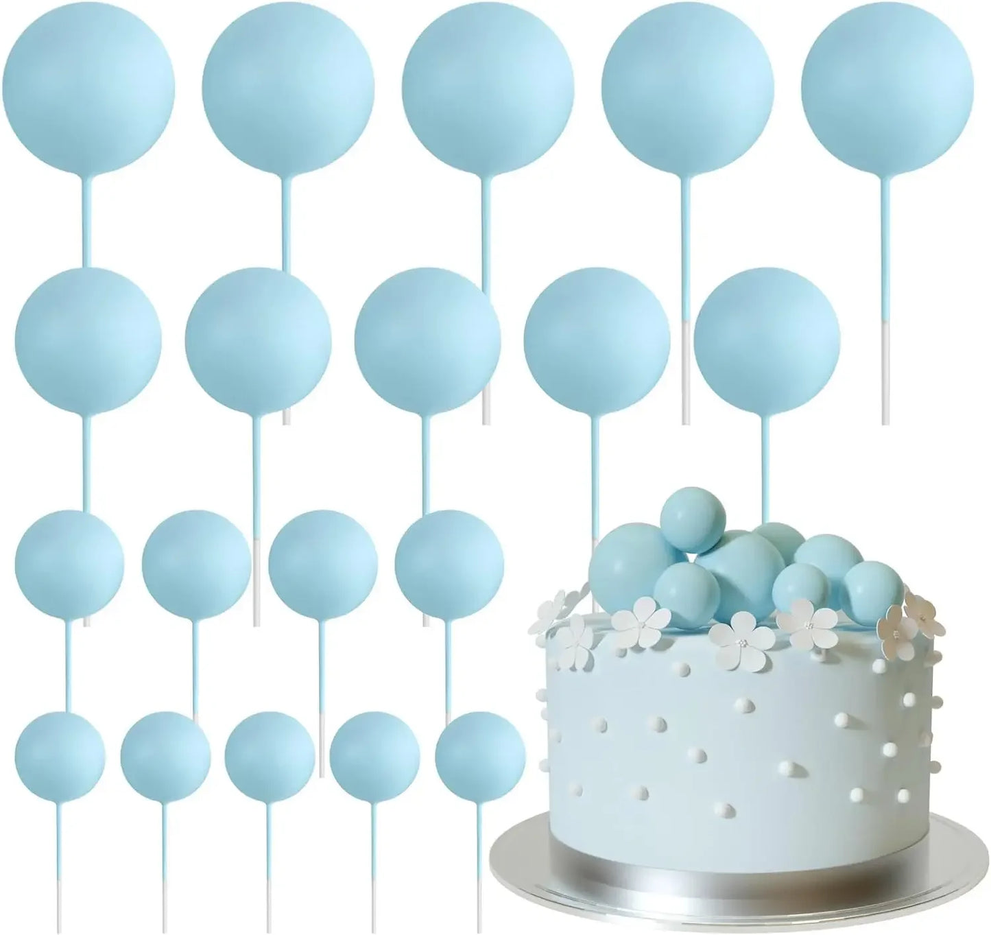 20-Piece Mini Balloon Cake Topper Decorations with Gold Ball Picks - Festive Cake Decor for Celebrations