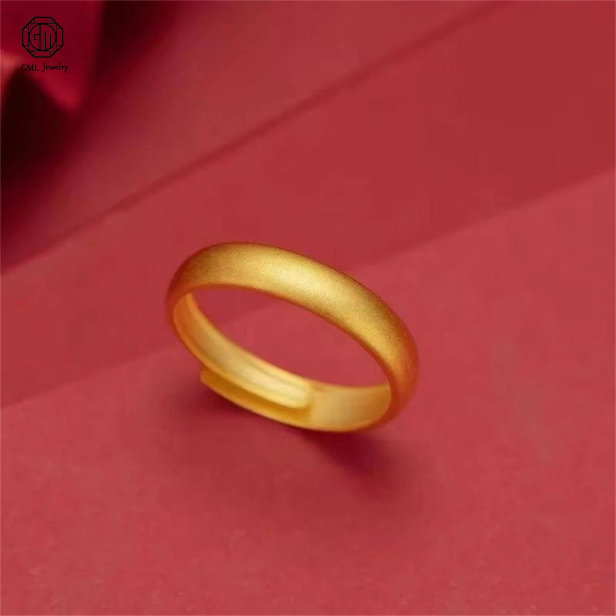 Sand Gold Adjustable Ring Matte Wide Band Openable Fade Resistant Unisex Couple Jewelry Solid Minimalist Gift - Shamian Ring