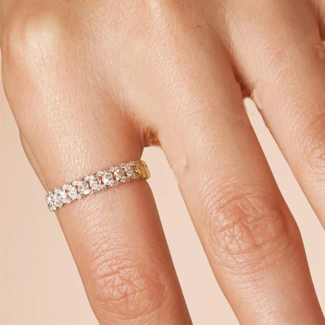 Dainty Minimalist Stacking Ring For Women Trend Cubic Zircon Gold Color Crystal Finger Accessories for Female Jewelry Gift R7