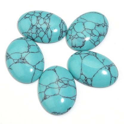 2-10pcs Natural Blue Turquoise Cabochons Oval Flat Back Cabochon Loose Beads For Jewelry Making DIY Ring Necklace Accessories