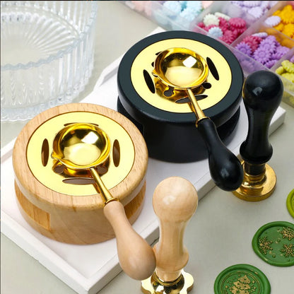 DIY Sealing Wax Spoon Bead Melting Heater Lacquer Furnace Solid Wood Stove Seal Supplies For Stamp Wax Stamp Craft Wedding Gi