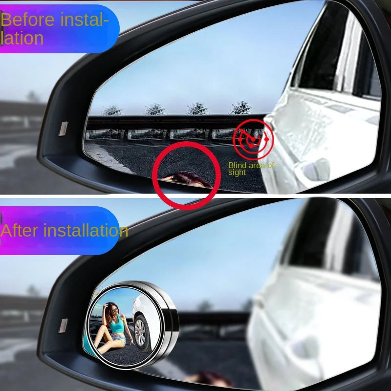 Car Blind Spot Rear View Mirror Wide Angle 360 Degree Adjustable Small Round Mirror Car Reverse Auxiliary Rearview Convex Mir