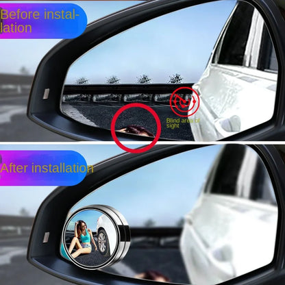 Car Blind Spot Rear View Mirror Wide Angle 360 Degree Adjustable Small Round Mirror Car Reverse Auxiliary Rearview Convex Mir