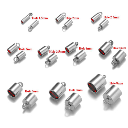20pcs Stainless Steel Crimp End Caps Leather Cords End Tip Beads Caps PVD Plated Gold Clasps DIY Jewelry Making Finding Suppl