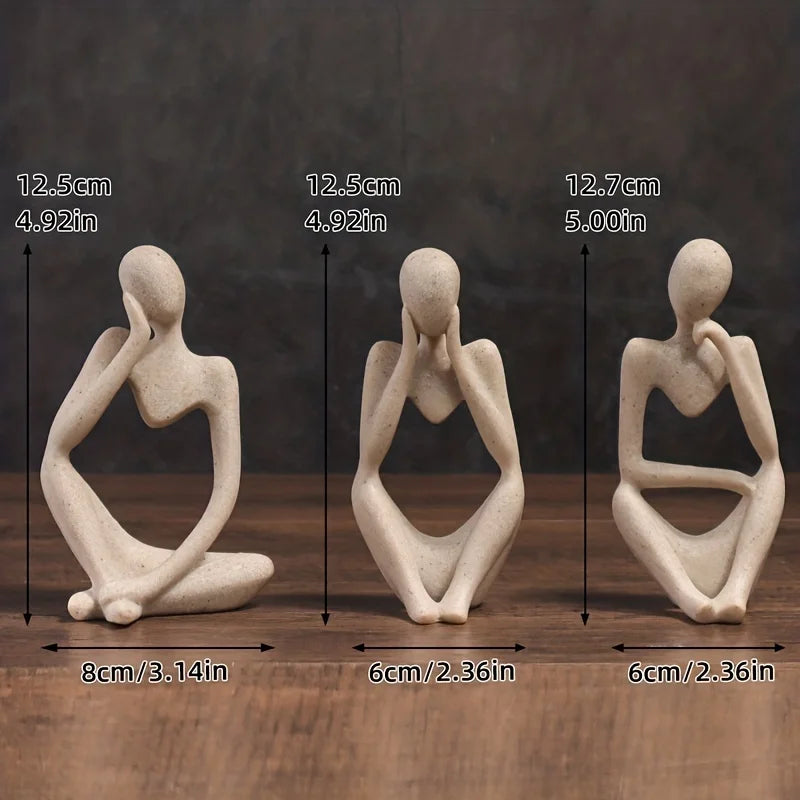 Minimalist Human Contemplation Sculpture Figurine - Decorative Art Piece with Excellent Value - combination package