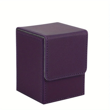 Card Fit For 100+Single Sleeved Cards , Leather Trading Commander Deck Box Compatible With Card Deck,Game Card Box - purple