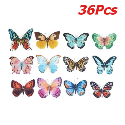 36pcs Lifelike Butterfly Decorations Set - Watercolor Wings, Easy To Hang for Wedding, Party, Photo Booth Props