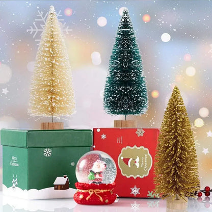 Mini Christmas Tree Ornaments Christmas Tabletop Decorations Ornaments Home Xmas Gifts Cedar Pine Needle Tree Window Decor