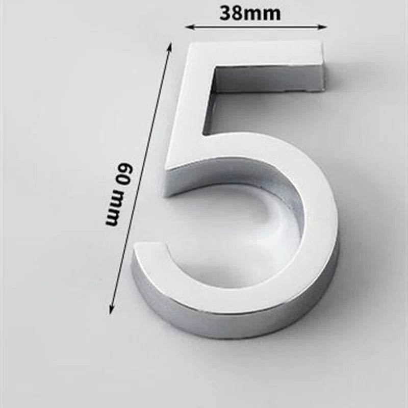 6CM 3D Address Number 0 - 9 Door Digits Numeral Plate Plaque Sign Sticker Family Hotel Apartment Home Street Door Letters Tag