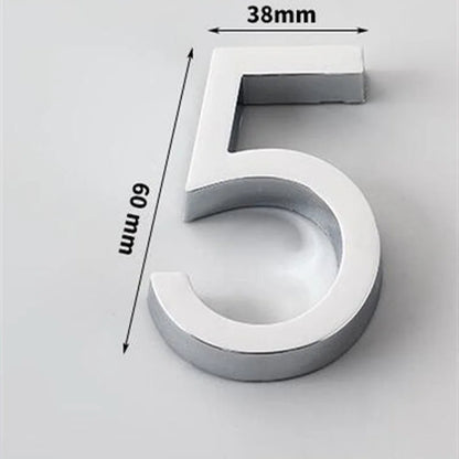 6CM 3D Address Number 0 - 9 Door Digits Numeral Plate Plaque Sign Sticker Family Hotel Apartment Home Street Door Letters Tag