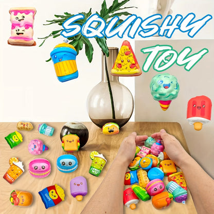 12pcs Mini Squeeze Toys, School and Birthday Gift Pack with Various Food &Fries Slow-Rising Squishy Toys,Random Styles Christ