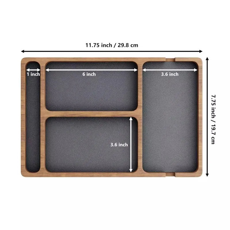 ooden Office Desktop Storage Box Solid Wood Partition Storage Box Mobile Phone Headphone Debris Storage Box Wooden Storage Tr