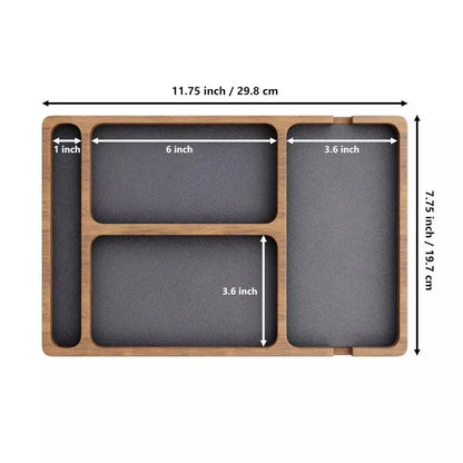 ooden Office Desktop Storage Box Solid Wood Partition Storage Box Mobile Phone Headphone Debris Storage Box Wooden Storage Tr