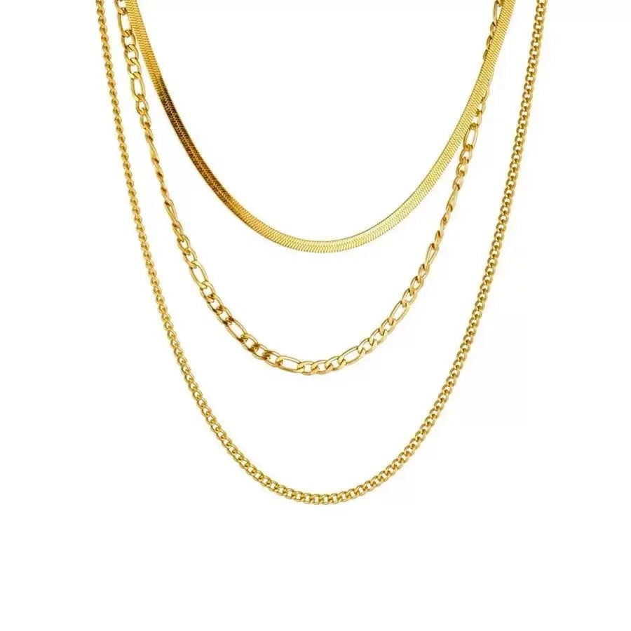 Stainless Steel Heart-shaped Pendant Necklace Metal Waterproof Jewelry For Women - C100 Gold