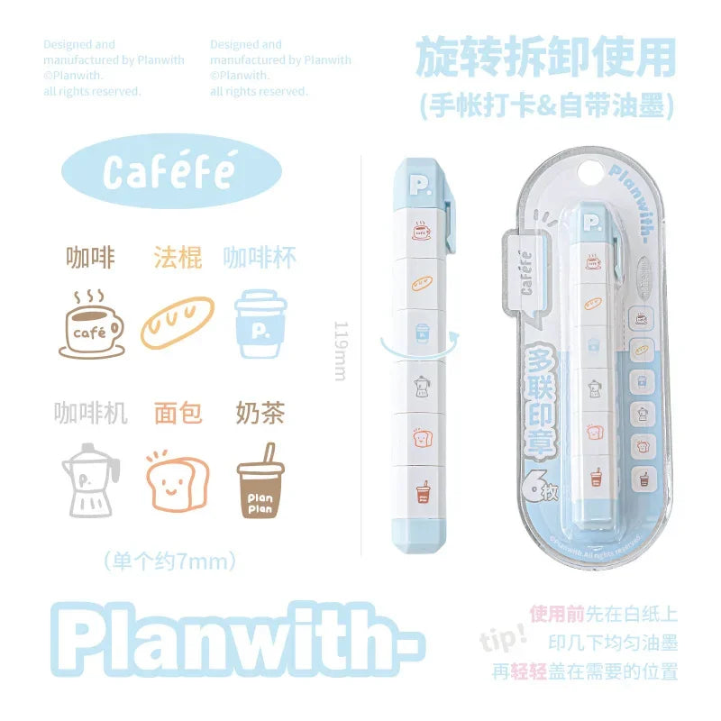 Cute To Do List Journal Stamp Set Pen Shape Detachable Ink Stamps Life Travel Week Heart Planner Diary Decorative Stamp Kid G