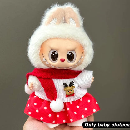17cm Cute Mini Plush Doll'S Clothes Outfit Accessories For Korea Kpop Exo Labubu Idol Dolls Christmas Knitted Sweater Kid Gif