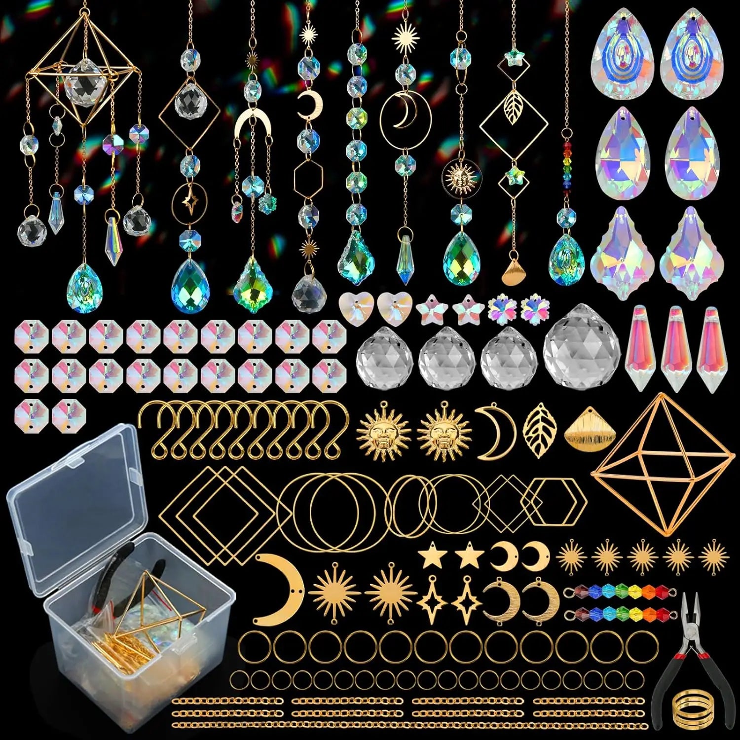 DIY Suncatchers, 400 pcs Sun Catchers Making Supplies Kit Art and Crafts for Adults Prism Hanging with Crystals Rainbow for W
