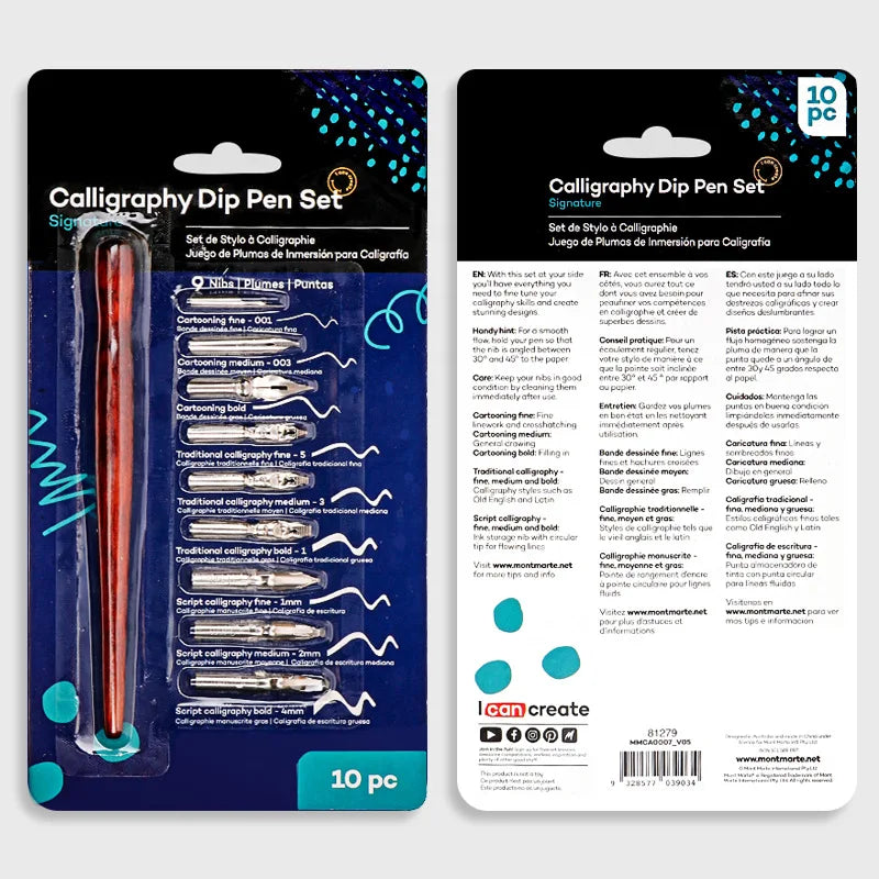 Dainayw 9 Calligraphy Nibs Dip Pen Set for Cartoon Animation Lettering Skeching Art Drawing Mapping Decorative designs