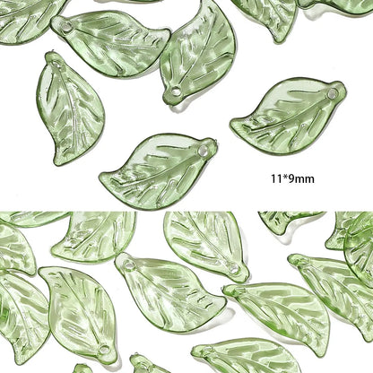 100pcs Acrylic Mini Small Tree Leaf Hand Beaded DIY Handmade Necklace Earrings Loose Bead Separated Bead Jewelry Accessory Ma