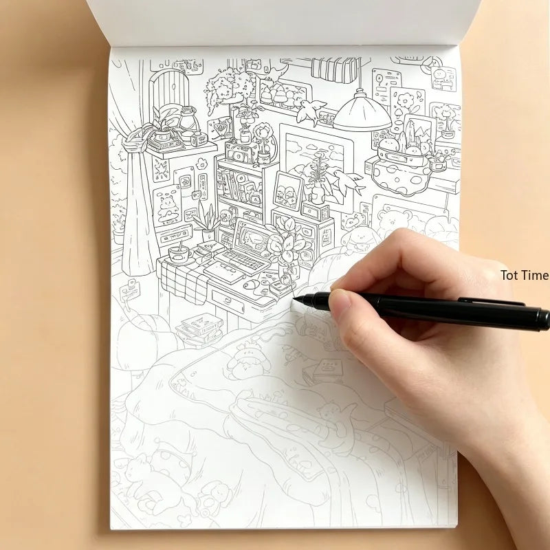 A Beautifully Designed Graffiti Pattern for Copying and Coloring Decompression Drawing Book,24 Different Interesting Patterns