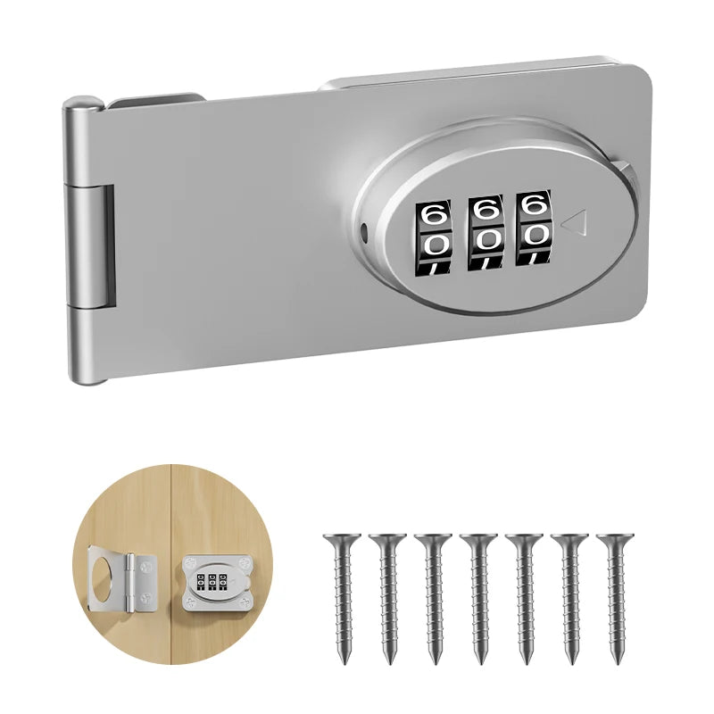 Mechanical Password Locks Door Security Slide Latch Lock for Small Doors Cabinets Barn Door Bathroom Outdoor Garage Garden - 