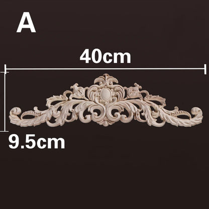 Wood Appliques and Onlays Natural Furniture Wall Door Woodcarving Decorative Long Flower Wooden Figurines Crafts Corner Frame