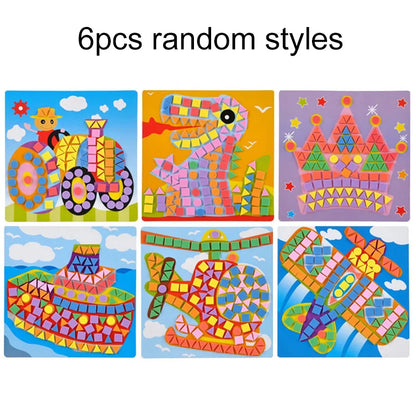 6/12pcs Mosaics Paintings DIY Foam Puzzles 3D EVA Sticker Airplane Car Spaceship Cat Dog Animal Cartoon Drawing Home Decor TM