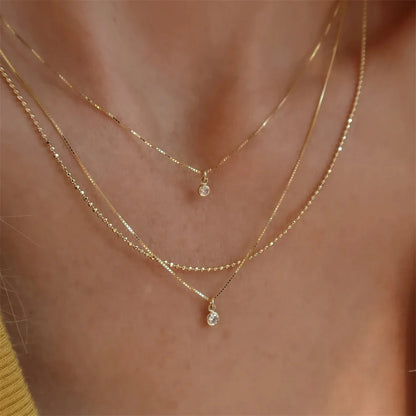 Boho Gold Color Multilevel Geometric Venice Chain Necklace For Women Female Fashion Vintage Round Crystal Pendant Jewelry Gif
