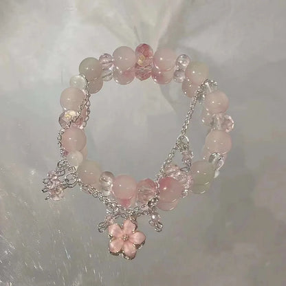 New Simple Beads Crystal Bracelet For Women Girls Korean ins Flower Fox Feather Tassel Bracelets Best Friend Jewelry Gifts 20