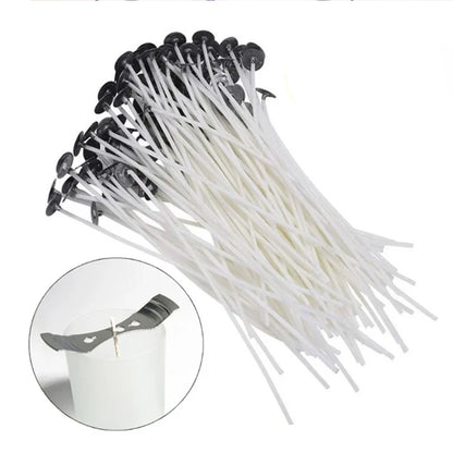 53pcs Candle Wicks Holder Waxed Cotton Candle Wicks Set with Stand Original Smokeless Candle Wicks Soy Oil Wax Core Woven Mak