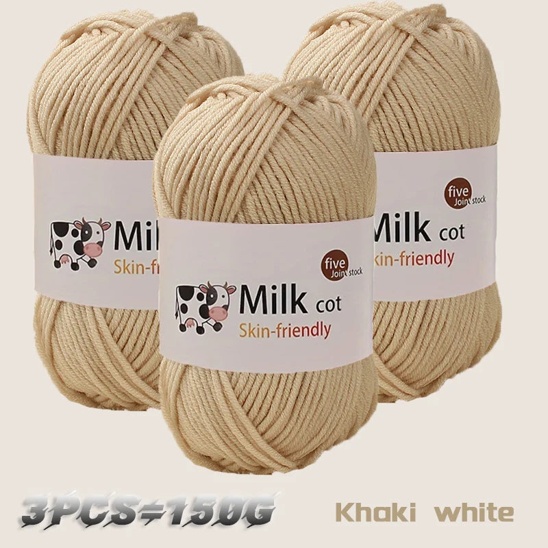 150g milk yarn handmade medium coarse DIY weaving yarn ball for knitting sweaters, hats, scarves and other clothing - 41 khak