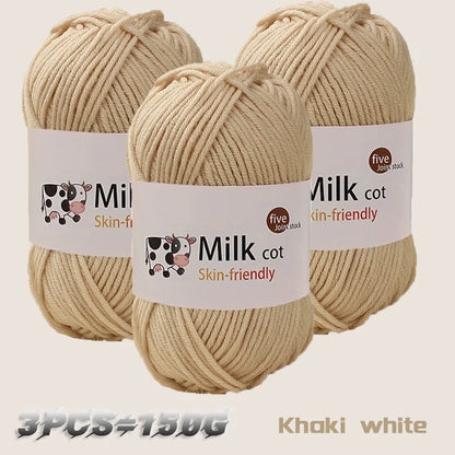 150g milk yarn handmade medium coarse DIY weaving yarn ball for knitting sweaters, hats, scarves and other clothing - 41 khak