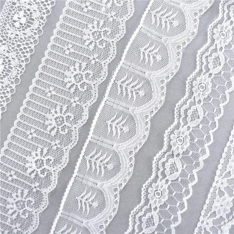 Best Selling 10yards 38kinds Color White Lace Ribbon Woven Band French African Lace Wedding Fabric DIY Clothing/gift Wrapping