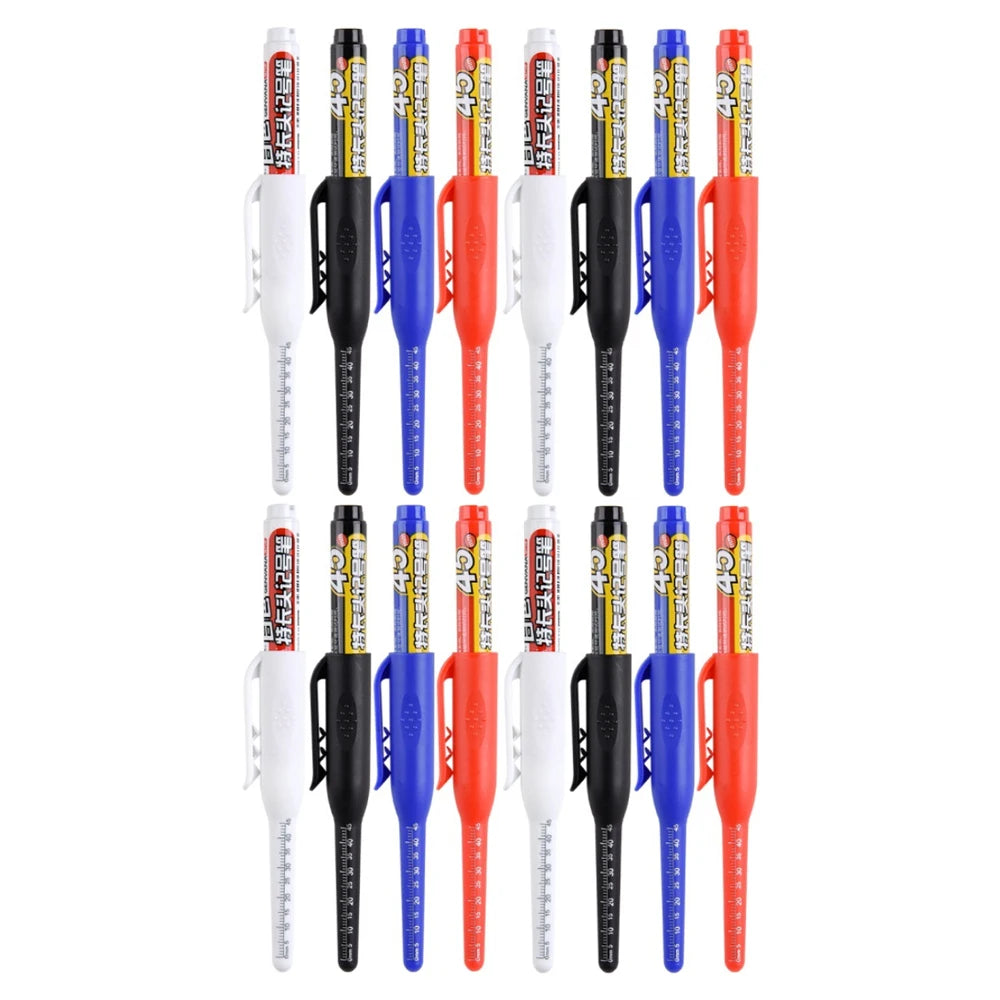 4-40Pcs White/Black/Blue/Red 45mm Deep Hole Marker Pens Long Nib Head Carpenter Pen Waterproof for Measuring Woodworking Offi