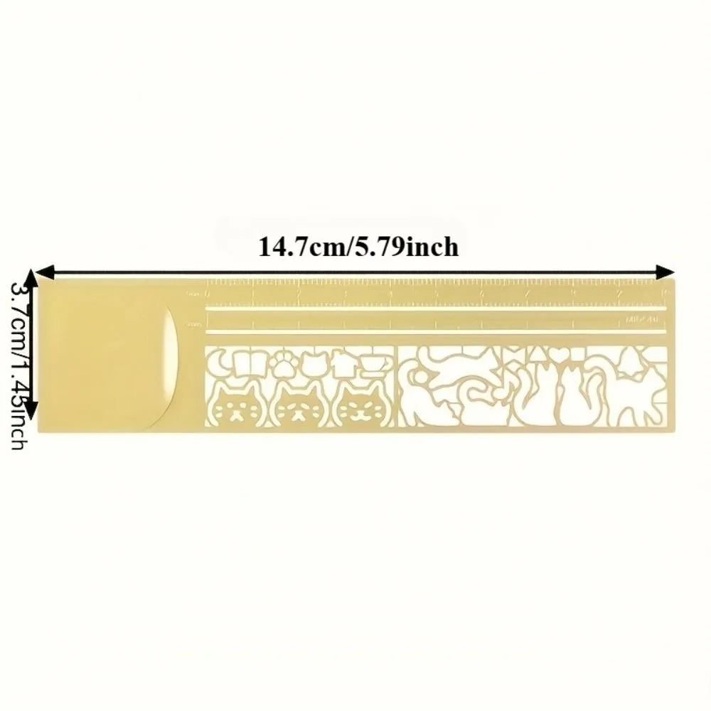 Cat Pattern Double-Sided Bookmark Diary Planning Book Note Gifts Cat Template Ruler Multifunctional Stationery Tool - 1pc