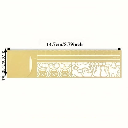Cat Pattern Double-Sided Bookmark Diary Planning Book Note Gifts Cat Template Ruler Multifunctional Stationery Tool - 1pc