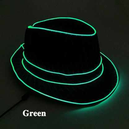 LED Fedora Hat Concert Grand Event Concert NightClub Masquerade Jazz Top Cap Luminous Hat Men Women Led Panama Gangster Hats