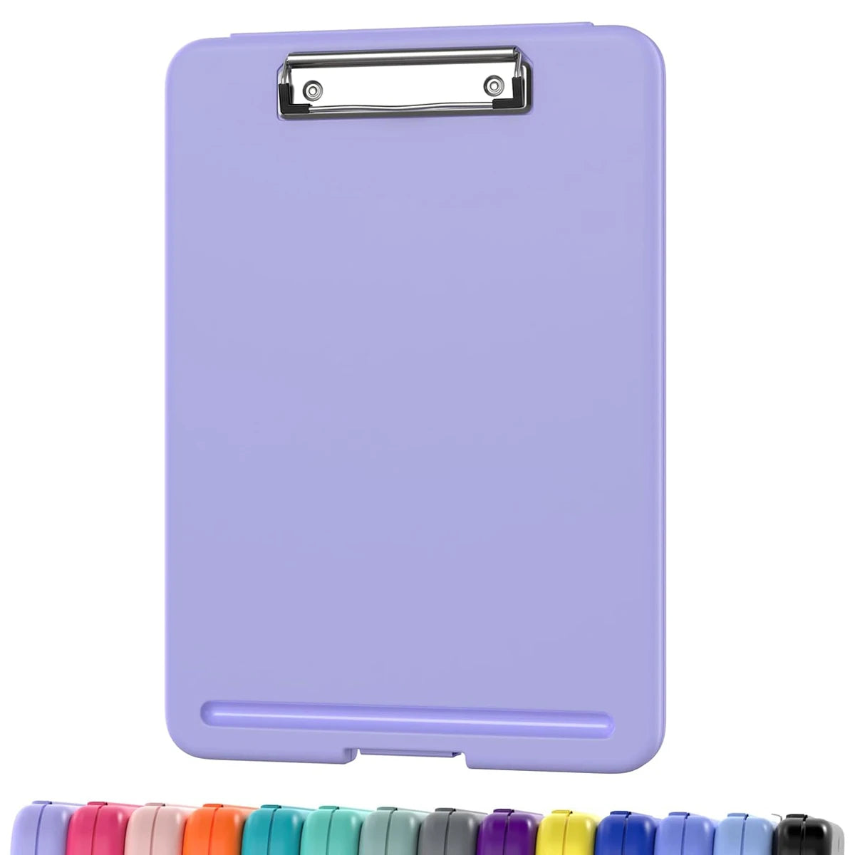 Clipboard with Storage (Multiple Colors Available) with Low Profile Clip, 9.5 x 13 Inch Sturdy Portable Writing Board, Foldab