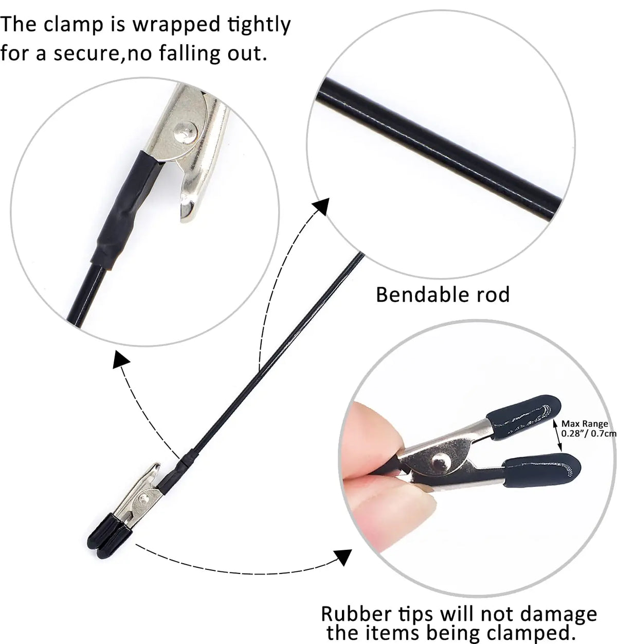 Rafford 12Pcs Bendable Model Painting Alligator Clip Sticks Rubber Tips + Metal Magnetic Base - for Airbrush, Hobby Model Par