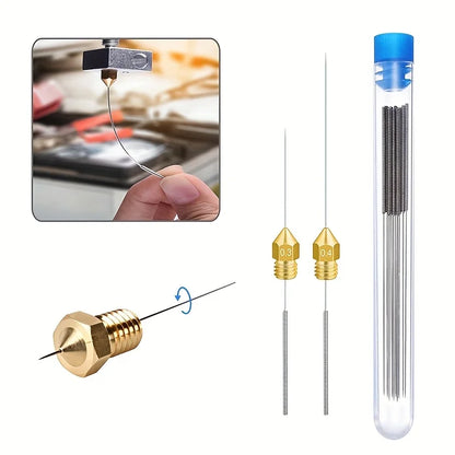 10-Piece Stainless Steel Cleaning Nozzle Kit - Window Wiper, 3D Printer Nozzle, Gas Stove, Shower Needle Unclogging Brush