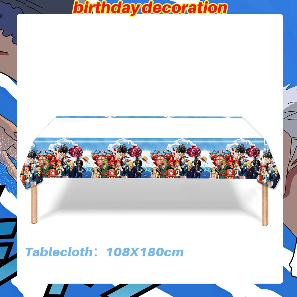 One Piece Birthday Party Dinner Plates Hanging Banner Cake Decoration One Piece Luffy Balloon Party Decoration Theme Props Gi
