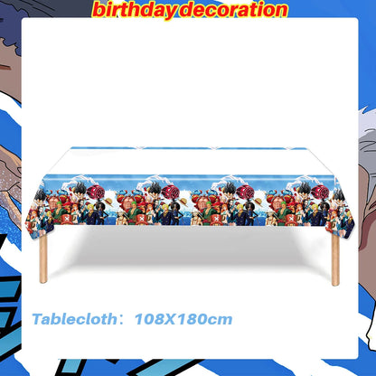 One Piece Birthday Party Dinner Plates Hanging Banner Cake Decoration One Piece Luffy Balloon Party Decoration Theme Props Gi