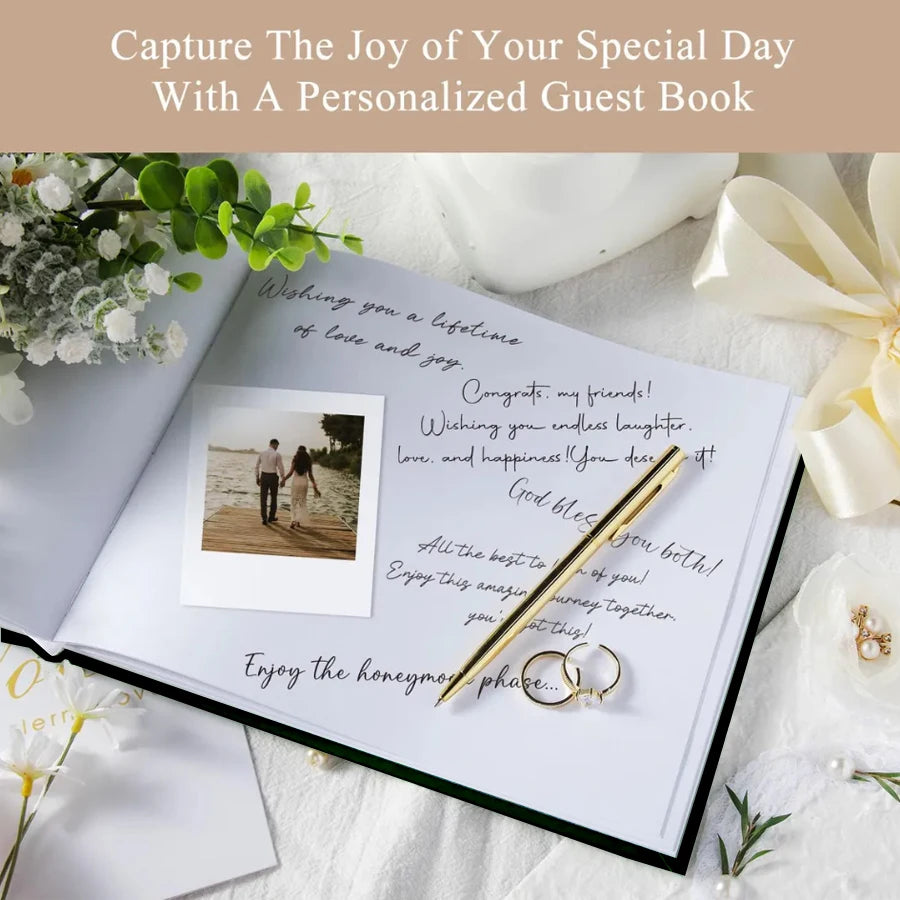 Personalized Wedding Guest Book Custom Black and White Guestbook for Reception, Engagement, Anniversary Keepsakes, Wedding Gi